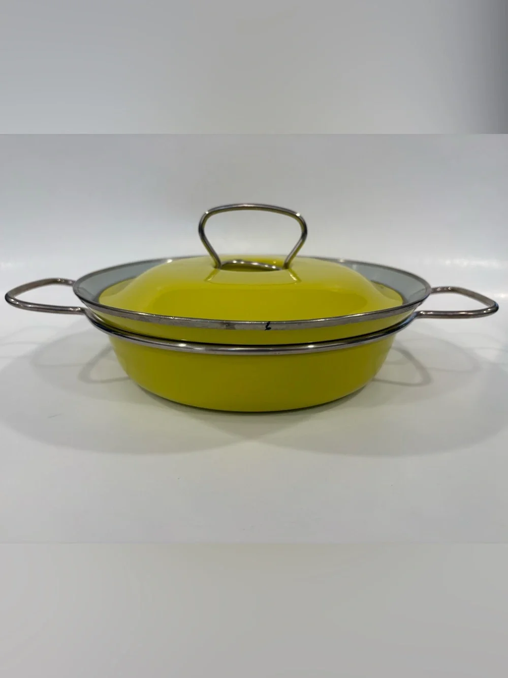 Mid-Century Modern MES Yellow Enamel Covered Casserole Pot German 60